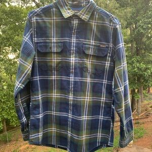 Blue and Green Eddie Bauer Long Sleeve Dress Shirt